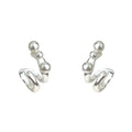 Silver-Tone Twisted Wave Stud Three Pearl Earrings view 5