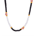 Black Clear Pink Bead Choker Necklace With Gold Accents view 5