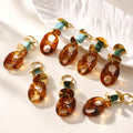 Amber Resin Figure-Eight Dangle Earrings Gold Hoops Stone Beads view 2