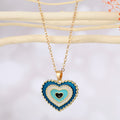 Gold Tone Layered Heart Evil Eye Pendant Necklaces in Four Colors view 4