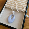Pastel Oval Textured Pendant Necklace in Four Soft Colors view 6