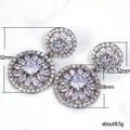 Double Round Floral Clear Stone Earrings Metal Jewelry Design view 5