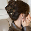 Leopard Print Fabric Triangle Claw Hair Clip 2 Shades view 3