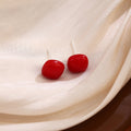 White Red and Silver Irregular Bean Shaped Stud Earrings view 7