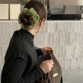 Olive Green Satin Organza Scrunchie Hair Ties Two Styles view 1