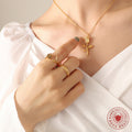 Gold Rose Flower Pendant Necklace On Delicate Cable Chain view 3