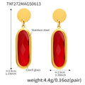 Gold Disc Stud Oval Czech Glass Drop Earrings Six Colors view 10