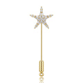 Crystal Star Long Stick Pin In Gold And Silver Tones view 1