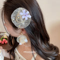 Beige Mesh Mini Hat Flower Clip And Matching Lace Earrings view 1