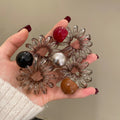 Smoky Clear Spiral Coil Hair Ties With Silver Or Brown Round Bead view 2
