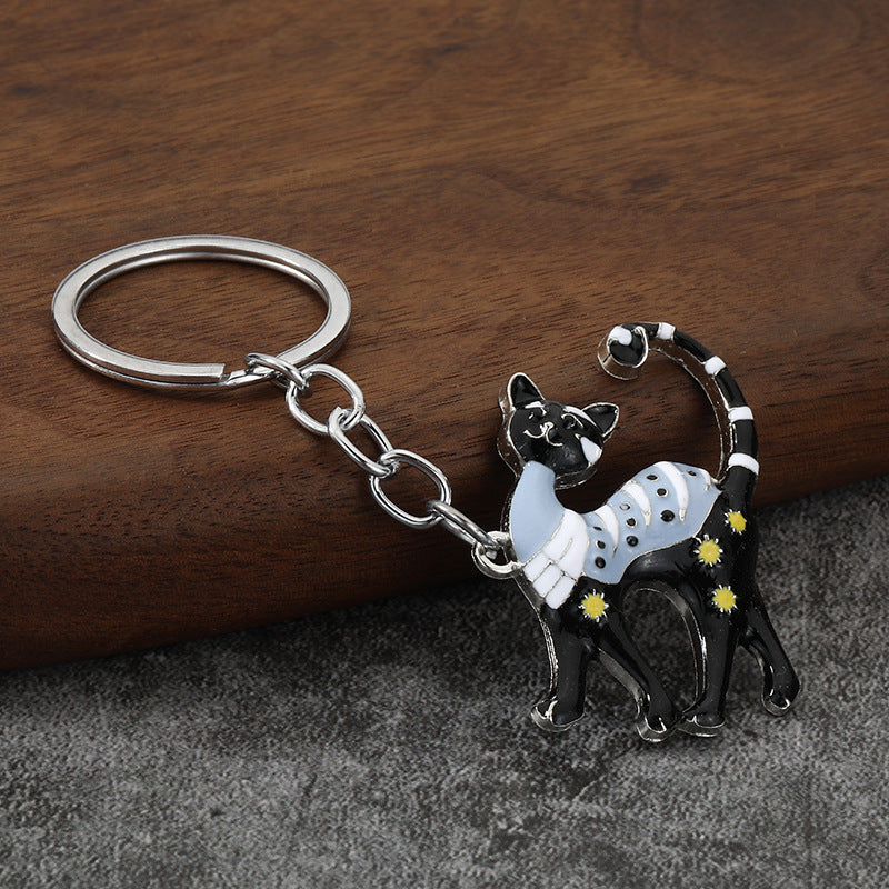 Cute Enamel Cat Metal Keychain for Bags, Keys and Fashion Accessories