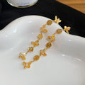 Long Butterfly Drop Earrings With Leaf And Crystal Chains view 7