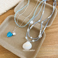 Layered Blue And White Coastal Bead Necklaces In Four Styles view 2
