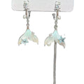 Silver Tone Iridescent Fishtail Mismatched Drop Earrings view 5