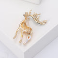 Enamel Reindeer Brooch Yellow or Gray Green Antlers Pin view 4
