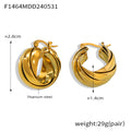 Gold Twisted Braided Wide Hoop Earrings Titanium Steel Clip view 6