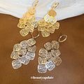 Filigree Leaf Cluster Hoop Drop Earrings With Decorative Metal Accents view 2