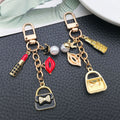 Black Red Pink and White Fashion Charm Keychains with Metal Hardware view 3