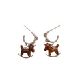 Brown Horse Stud Earrings In Two Metal Tones With Decorative Metal Details view 5