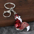 Fox Metal Keychain With Faceted Stones, Split Ring And Lobster Clasp view 12