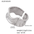 Irregular Wrinkled Texture Open Ring Gold Or Steel view 6