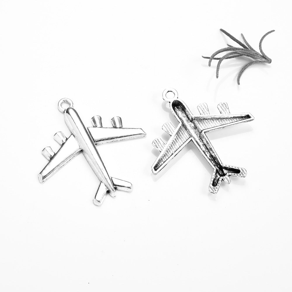 38x36mm Vintage Fighter Airplane Alloy Charm Pendant
