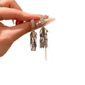 Crystal Wheat Spray Drop Earrings with Long Metal Tassels view 5