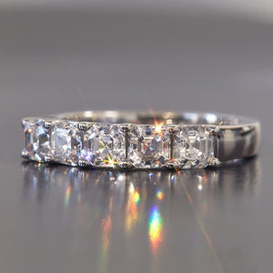 Five Square Clear Stone Half-Eternity Ring In Silver Tone