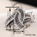 Silver Twisted Black Clear CZ Multi Band Finger Ring Sizes 6-10 view 4