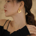 Gold Abstract Open Link Stud Earrings Decorative Jewelry view 4