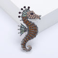 Crystal Seahorse Brooch in Three Striped Colorways view 3