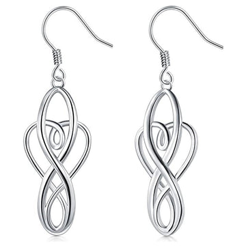 Silver Tone Interwoven Infinity Hook Earrings Jewelry Pair