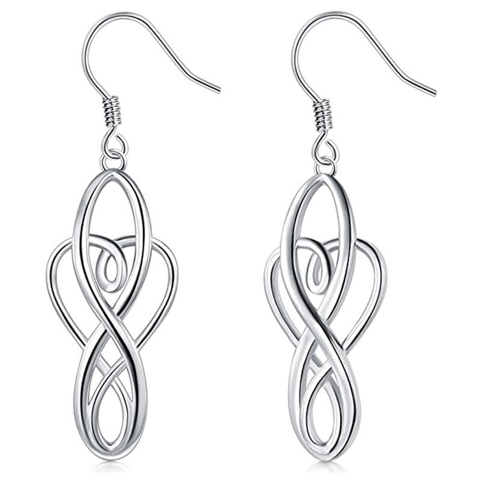 Silver Tone Interwoven Infinity Hook Earrings Jewelry Pair