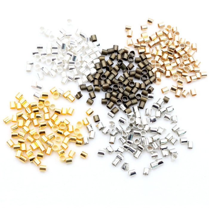 Tiny Rectangular Crimp Beads in Multiple Metal Finishes