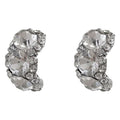 Silver Tone Three Stone Curved CZ Stud Earrings Pavé view 5