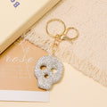Rhinestone Skull Keychain Crystal Charm Gold Hardware view 2