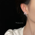 Silver Tone Branch Three Clear Teardrop Stud Earrings For Women view 2