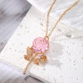Gold Tone Crystal Rose and Cicada Pendant Necklaces in Five Designs view 6