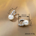 Silver Pearl Drop Huggie Earrings Heart Or Round Stones view 4