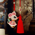 Mixed Male and Female Mouse Vehicle Hanging Ornaments in Pink and Blue view 1