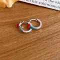 Silver Tone Enamel Hoop Earrings In Four Playful Designs view 9
