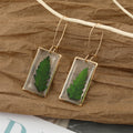 Gold Tone Clear Resin Pressed Flower and Leaf Hook Earrings view 5