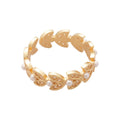 Wheat Leaf Pearl Open Ring Zircon Accents Gold Or Silver view 5