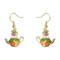 Gold Hook Enamel Squirrel Green Teapot Drop Earrings view 5
