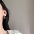 Glossy Brown Resin Rounded Geometric Statement Stud Earrings view 2