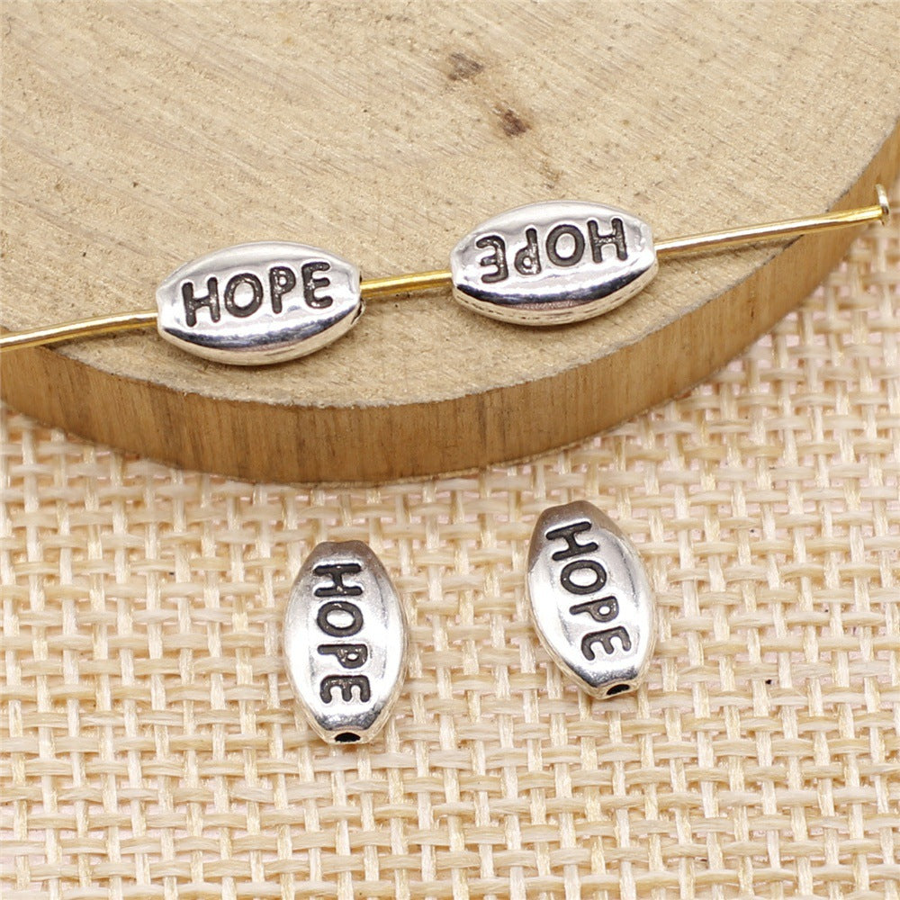 10x6mm 0.6g Multicolor Zinc Alloy HOPE Letter Loose Metal Beads for Bracelet DIY Jewelry Making