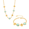 Gold Stainless Steel Heart Czech Glass Necklace Bracelet Earrings view 5