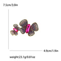 Double Butterfly Brooch In Metal With Two Graduated Butterflies With Glittering Wings view 4