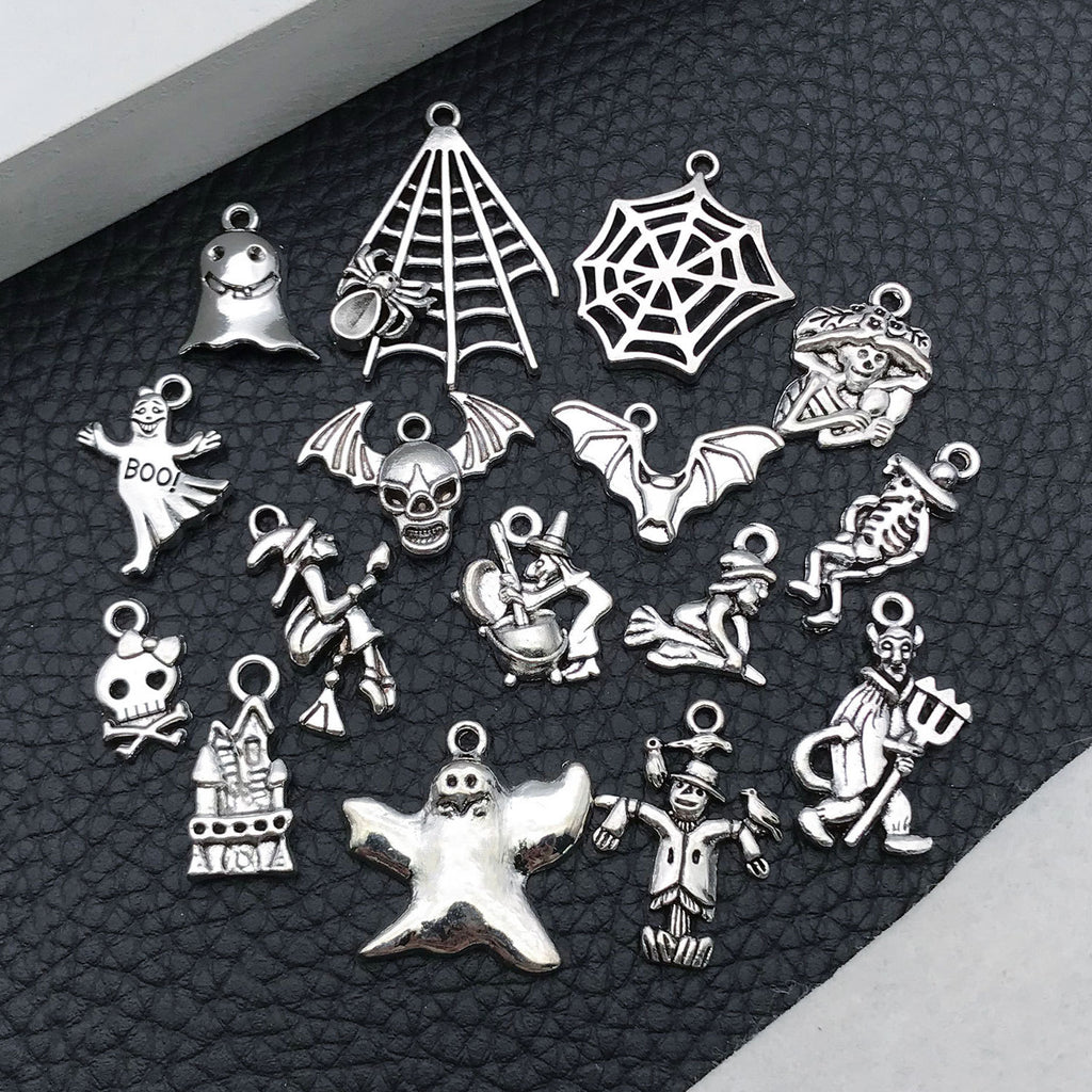 Enamel Zinc Alloy Halloween Skull Ghost Bat charm pendants for DIY bracelets necklaces keychains