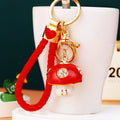 Red Jeweled Mushroom Keychains in Three Plain Braided and Fortune Loop Options view 7
